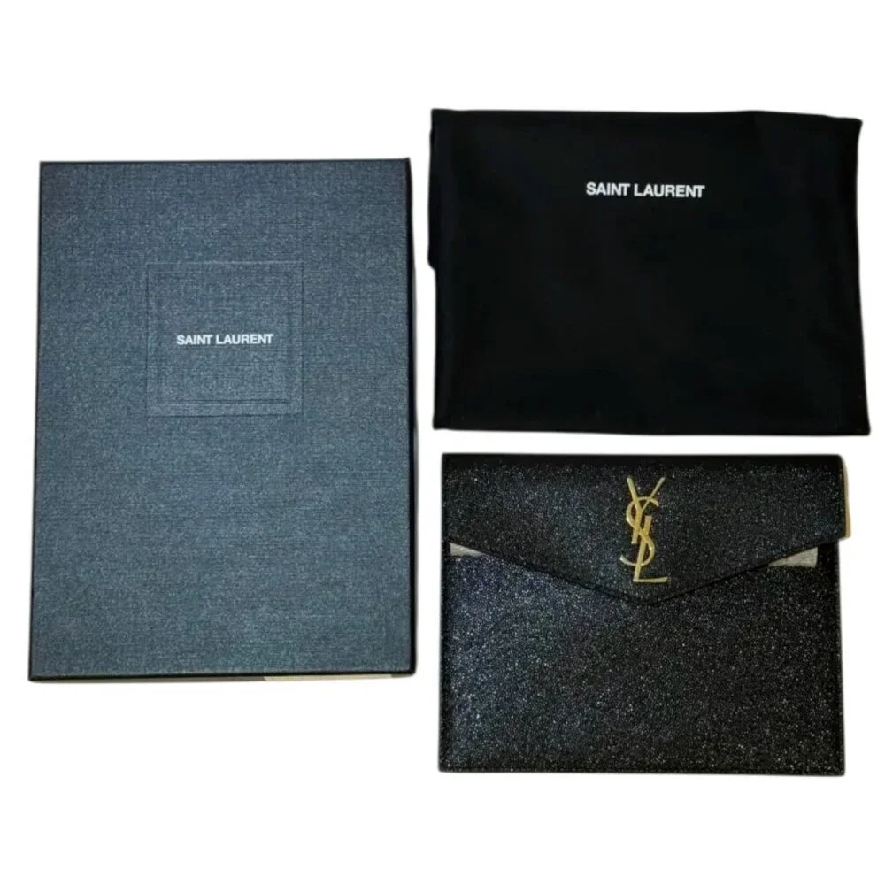 YSL Saint Laurent Uptown Small Monogram Grain de Poudre Pouch Bag - Picture 5 of 10